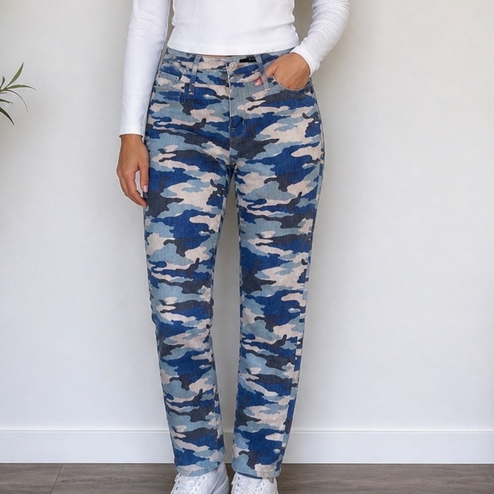 Parker Smith Blue Camo High Rise Skinny Jeans Size 26 g1
